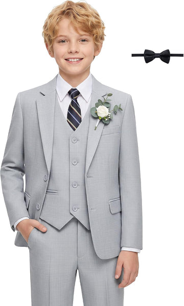 Boys Suits Pieces Slim Fit Formal Kids Suit Tuxedo Wedding Ring Bearer Outfit with Adjustable Waist