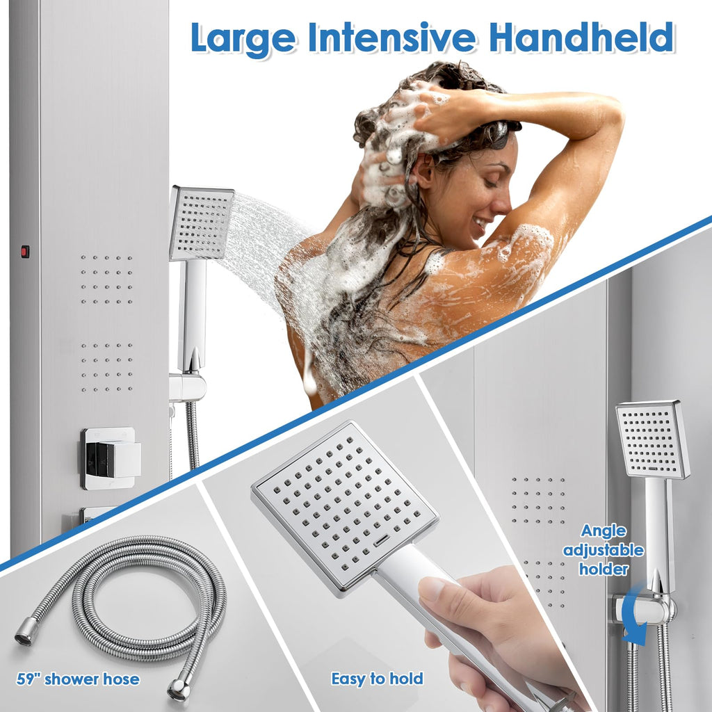 LED Shower Panel Tower System with Lights, 5 Shower Modes, 46.5 Inch