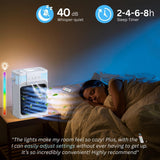 Portable Air Conditioners, 3 Speeds, 3 Mist Modes, 40oz Water Tank, 2~8h Timer & 7-color Ambient Lights