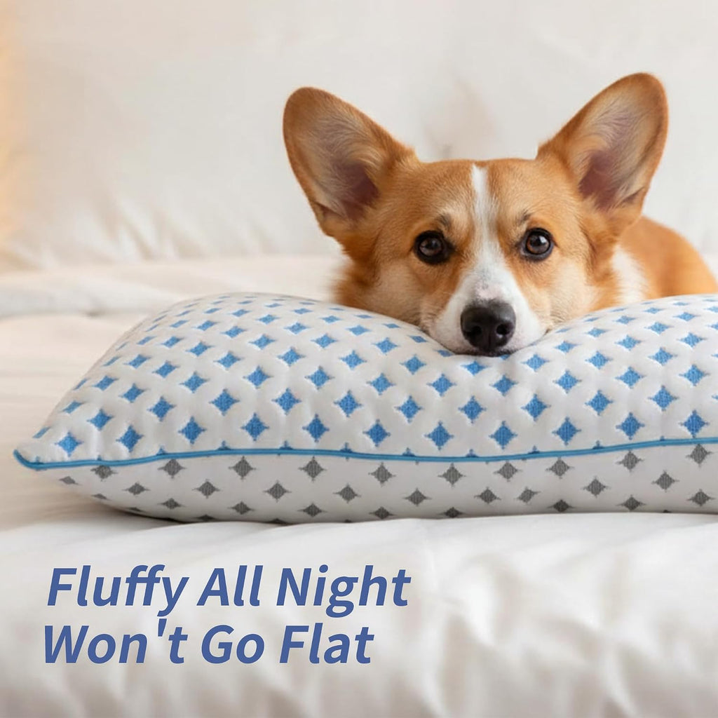 Queen Pillows Set of 2, Cooling Shredded Memory Foam Pillows | Adjustable Loft, Balanced Support, Medium Firm Feel
