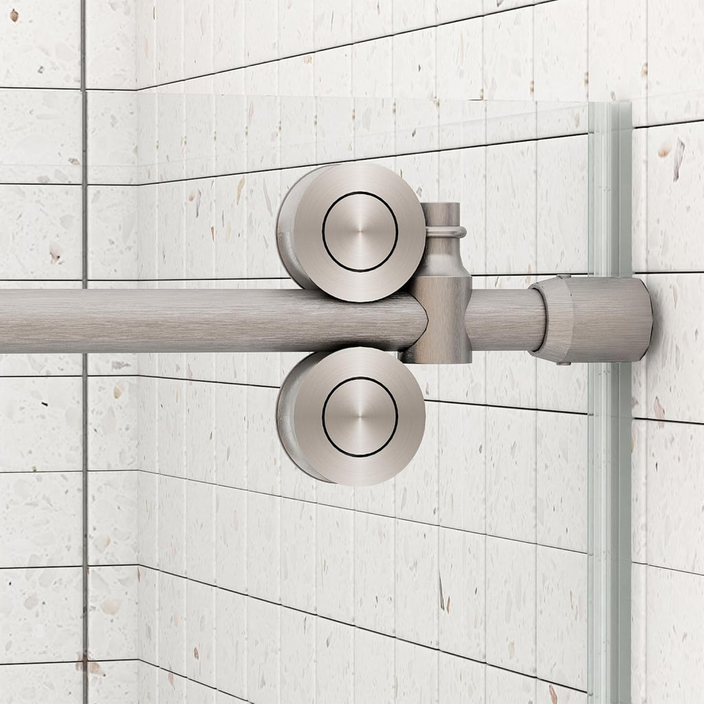 Frameless Shower Door, 51-55" W x 76" H Sliding Shower Door with Handle