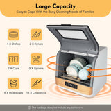 Countertop Dishwasher, 800W 110V Mini Dishwashers with 3 Washing Programs & 360° Spray