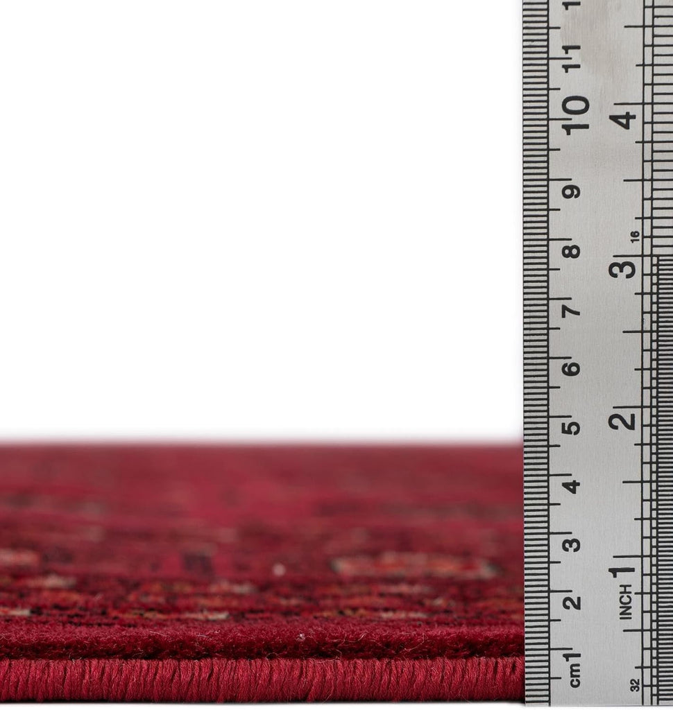 Bokhara Rug - 7' Oval Red Easy-Clean Area Rug Classic Medallion Design s and Dining Areas