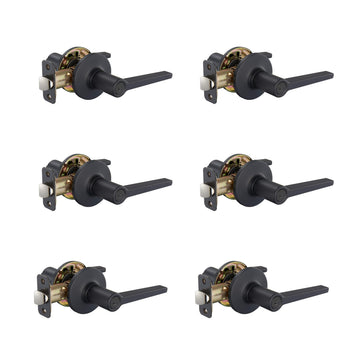 Manchester Privacy Door Lever Bathroom, Interior Locking, Matte Black, 6-Pack