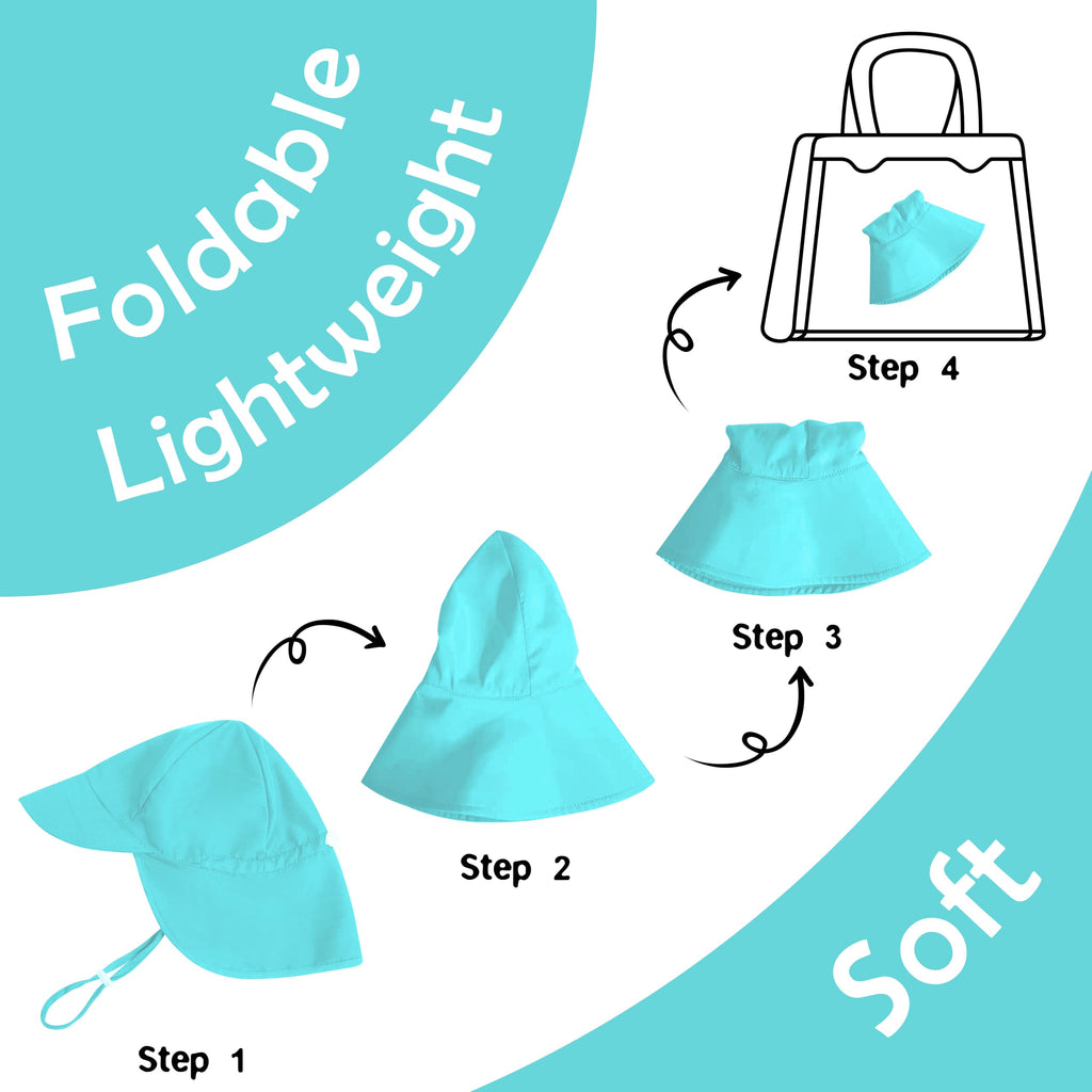 2 Pack Baby Sun Hats 6-12, Aqua/White