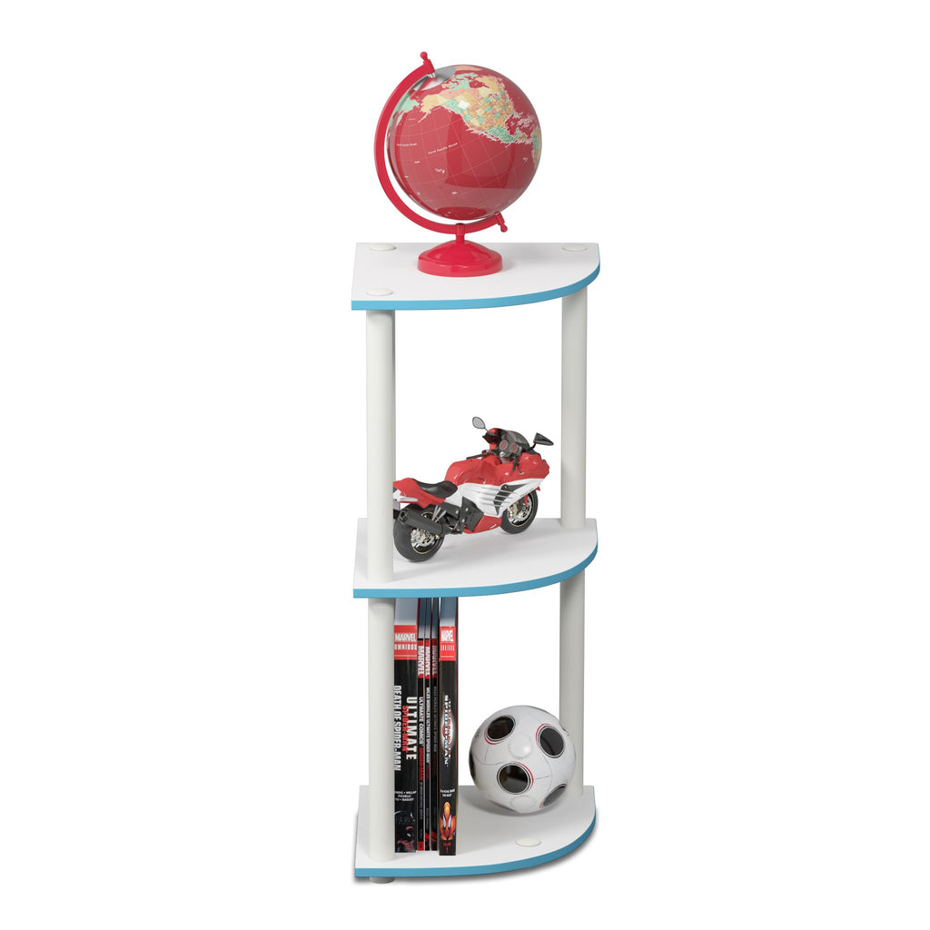 TURN-N-TUBE Corner Shelf, 3-Tier Corner Bookshelf, Display Storage Shelves with Open Shelves, for Organization and