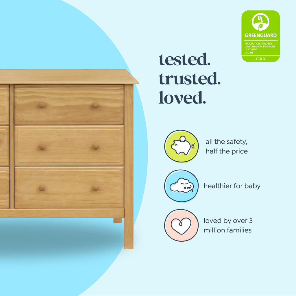 Jayden 6-Drawer Baby Dresser, GREENGUARD Certified, Honey