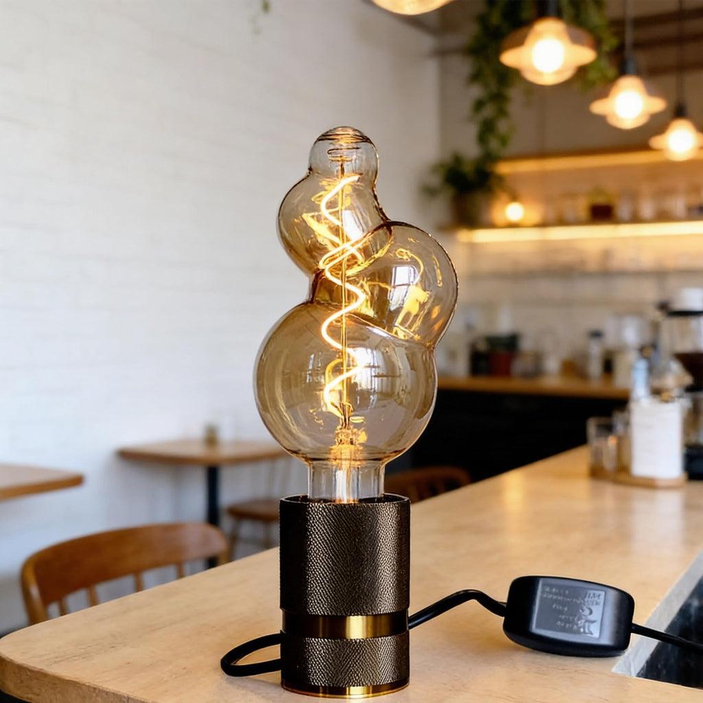 Dimmable LED Edison Bulb 4W 25W Equivalent 2000K Warm White, Bubble Amber Glass Spiral Filament E26 Vintage