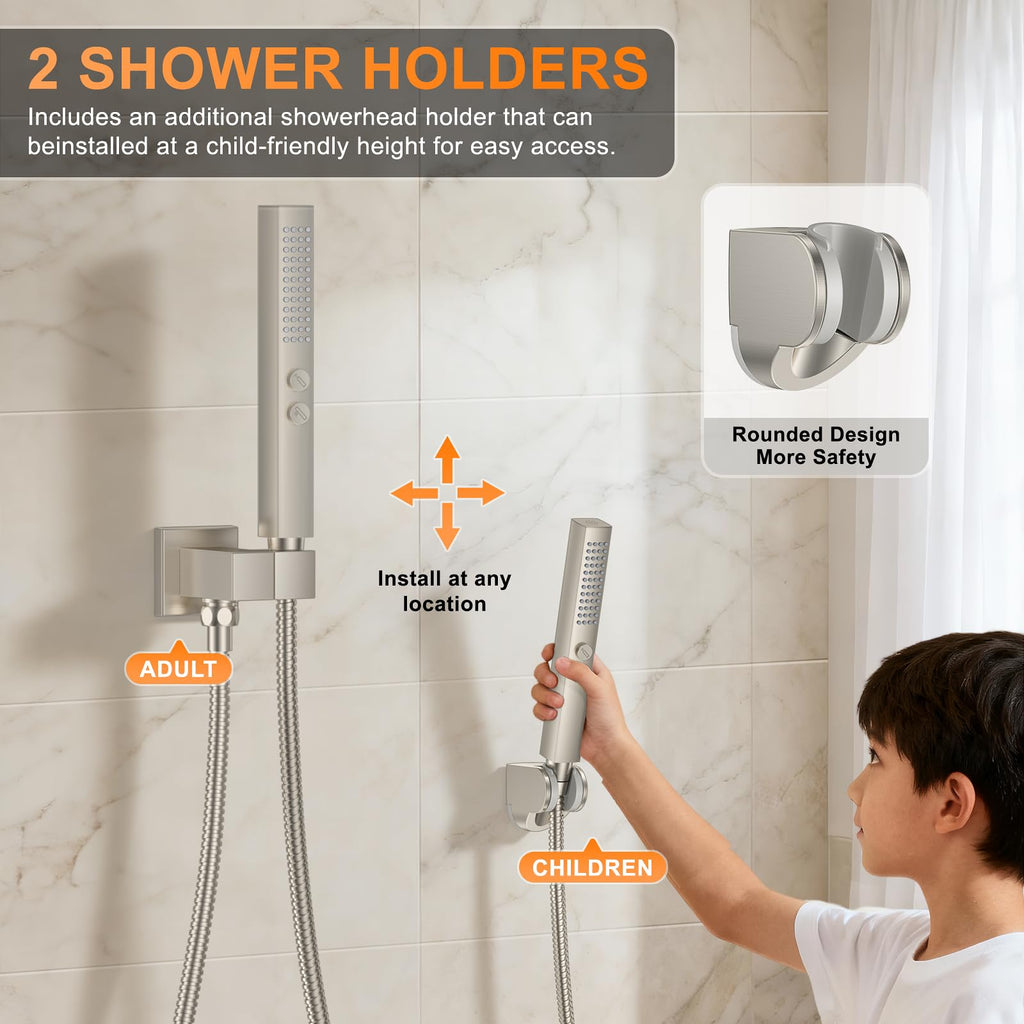 Shower System with Tub Spout, 12" Shower Head Bathtub Faucet Set