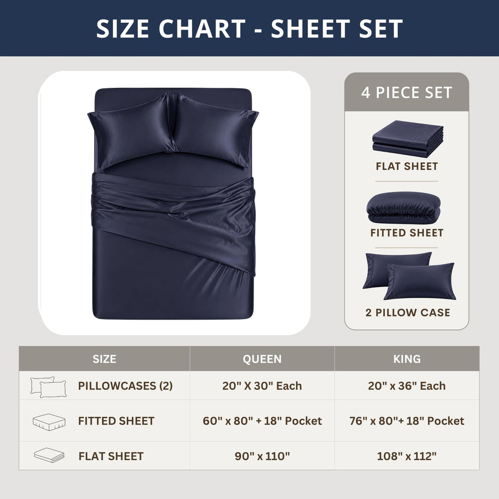 100% Tencel Sheets, 18" Deep Pocket, Crown Blue, 4PC King
