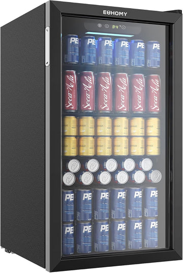 Beverage Refrigerator Cooler, 125 Can Mini Fridge with Glass Door for Soda Beer 