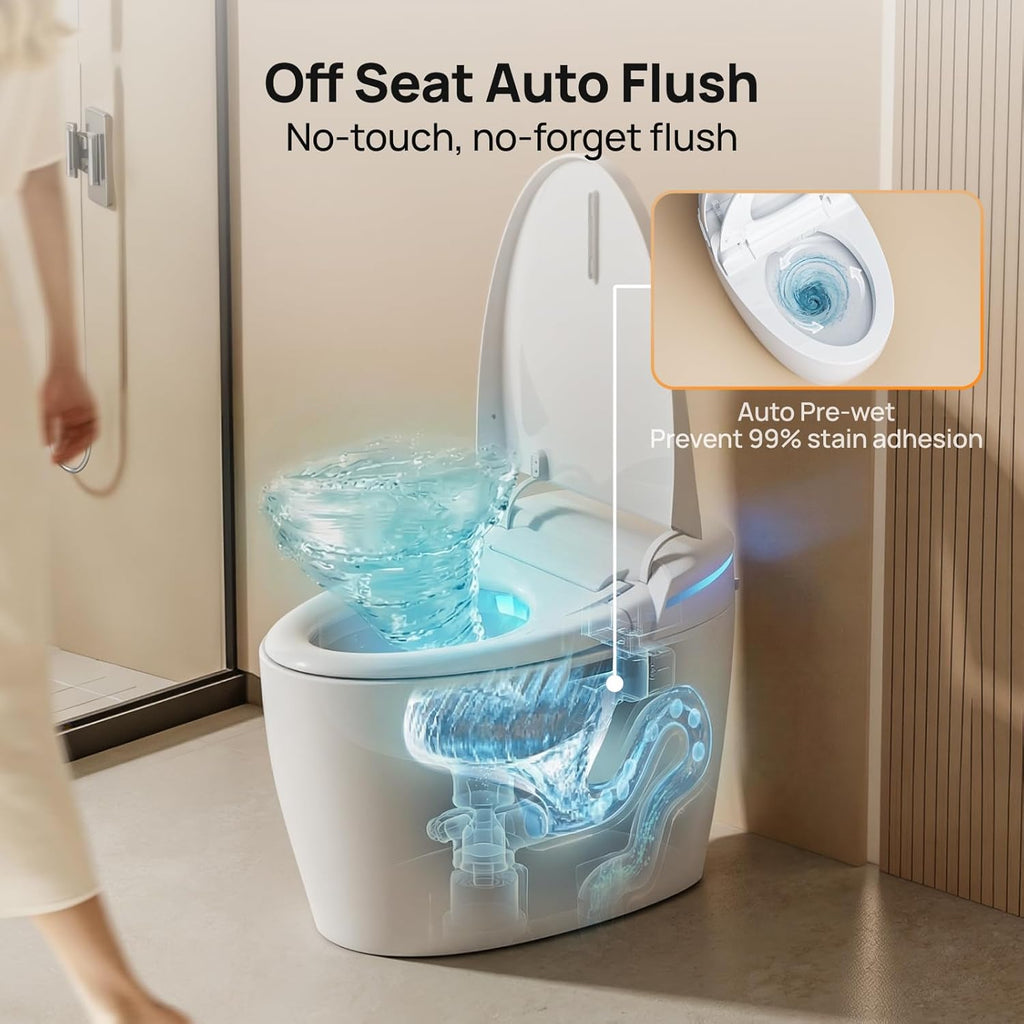 Smart Toilet with Bidet Built-in: Bidet Toilet with 4 Washing Modes Child Friendly, Toilet Bidet with Heated Seat