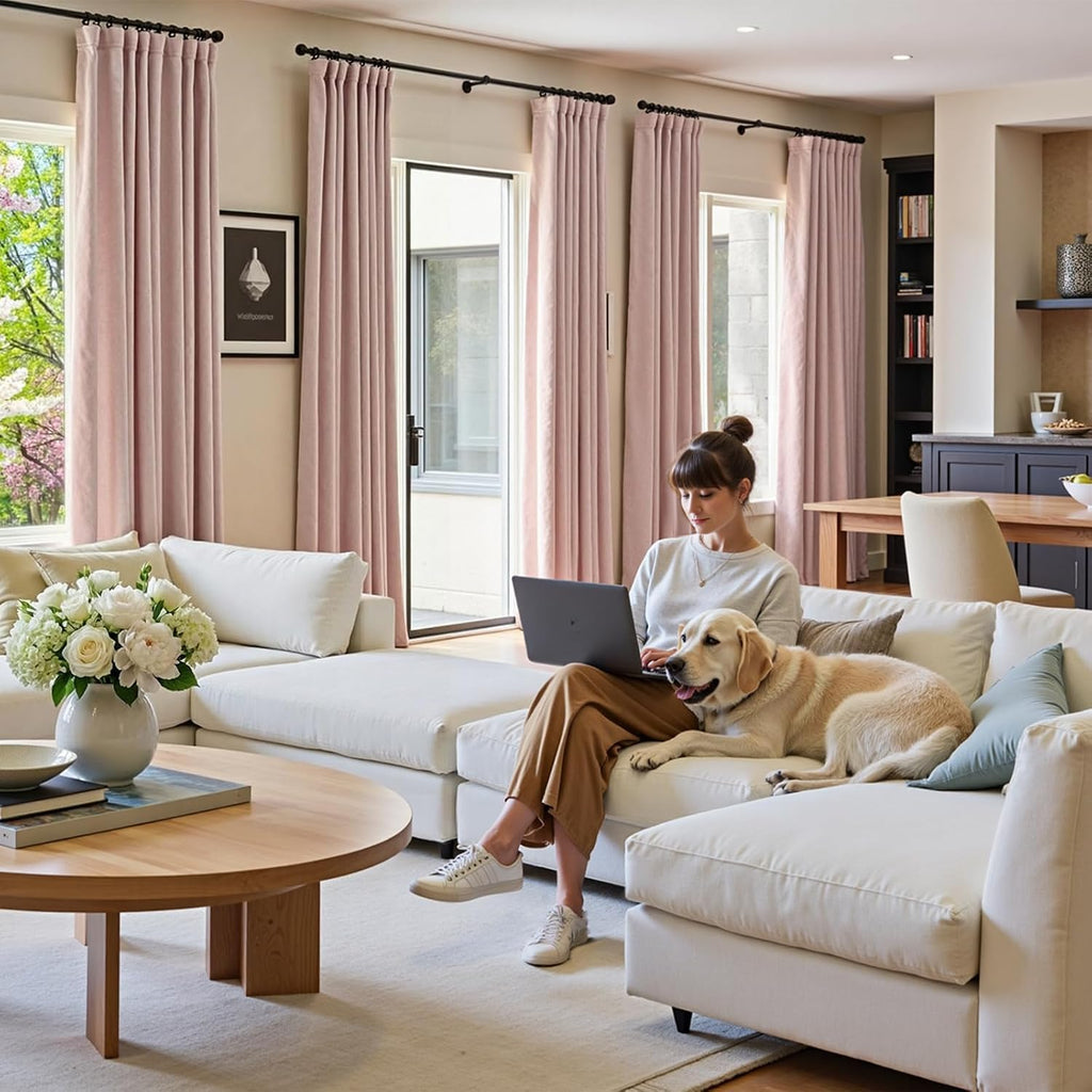 Blackout Curtains Thermal Insulated Room Window Drapes Super Soft Luxury Curtains Bedroom Rod Pocket 2 Panels, Dusty