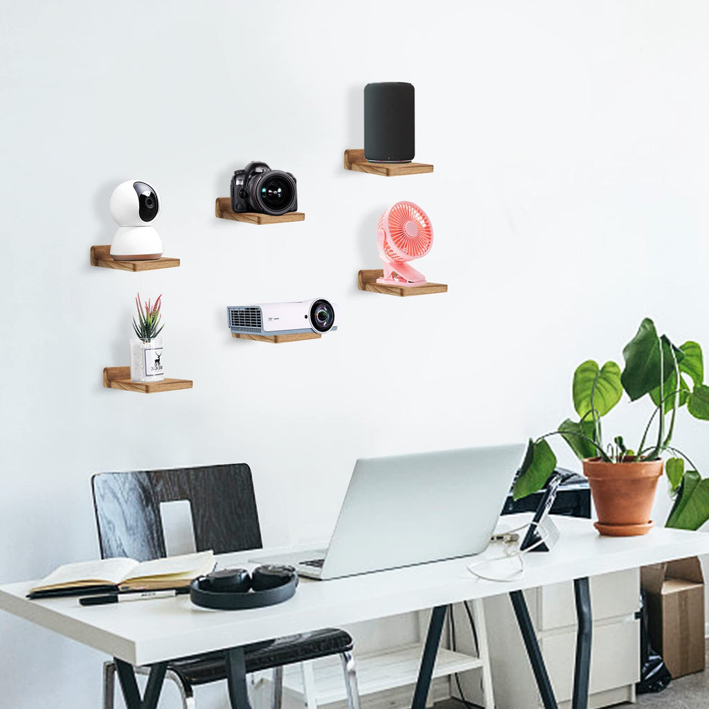 Small Floating Shelves for Wall, 5 Inch, Carbonized Black, Set of 6