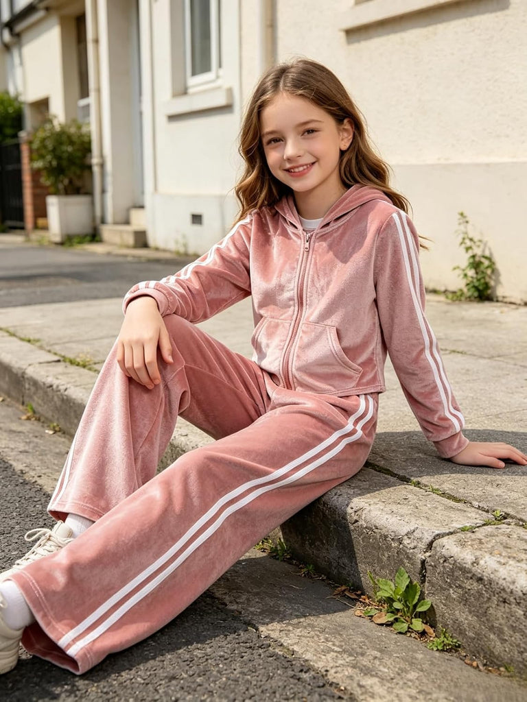 Girls 2 Piece Clothes Long Sleeve Top Wide Leg Pants Teen Outfits