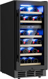 15 Inch Under Counter Refrigerator, 29 Bottle Dual Zone Wine Fridge for Built-In