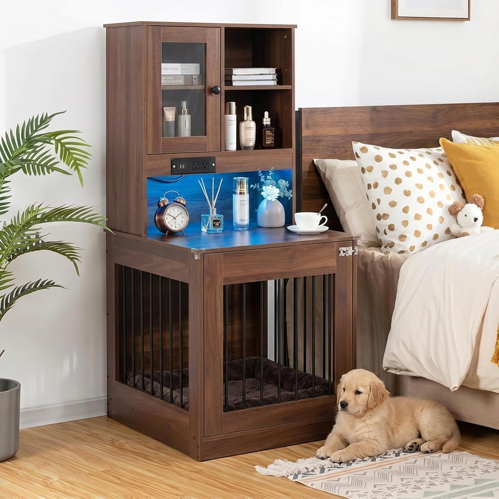 Dog Crate Furniture for Small Dogs, Wooden Dog Kennel Nightstand