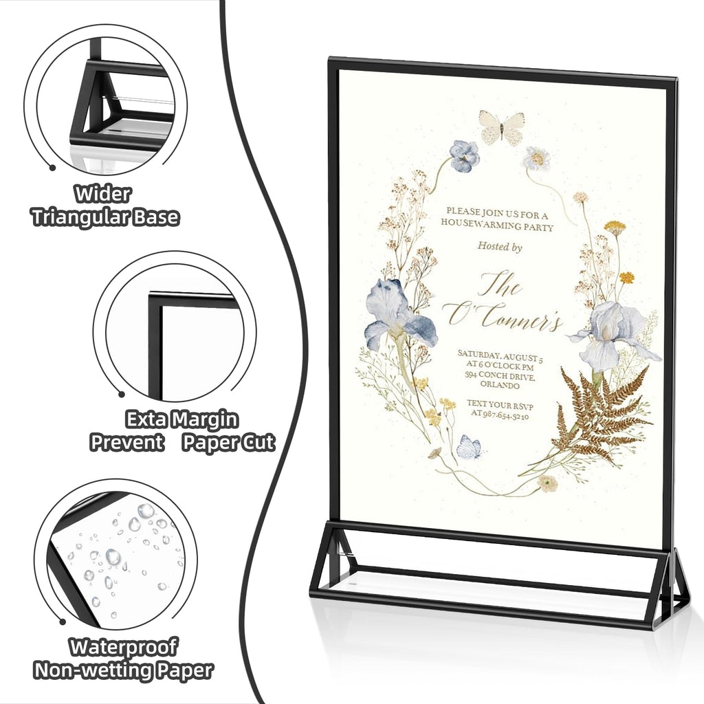 Acrylic Sign Holder 8.5x11 Double-Sided Black Picture Frames Clear Sign Holder for Flyer Holder Menu Holder Wedding