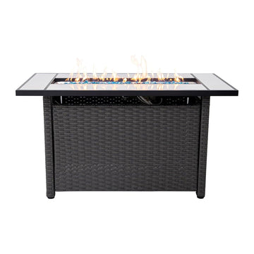 Tirana Propane Fire Pit Table 45" Outdoor Firepit 50, 000 BTU Firepits for Outside with Lava Rocks and Removable Lid