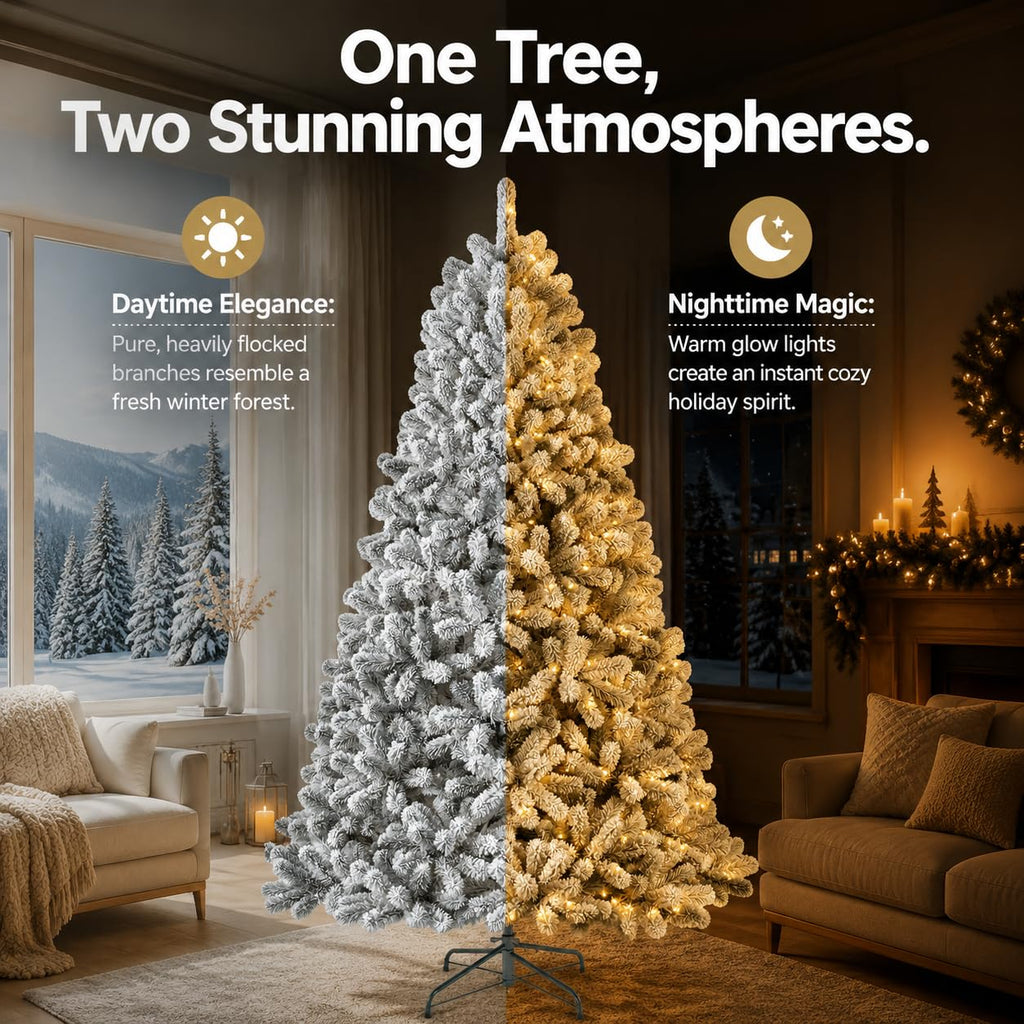 7.5ft Pre-lit Artificial Flocked Christmas Tree