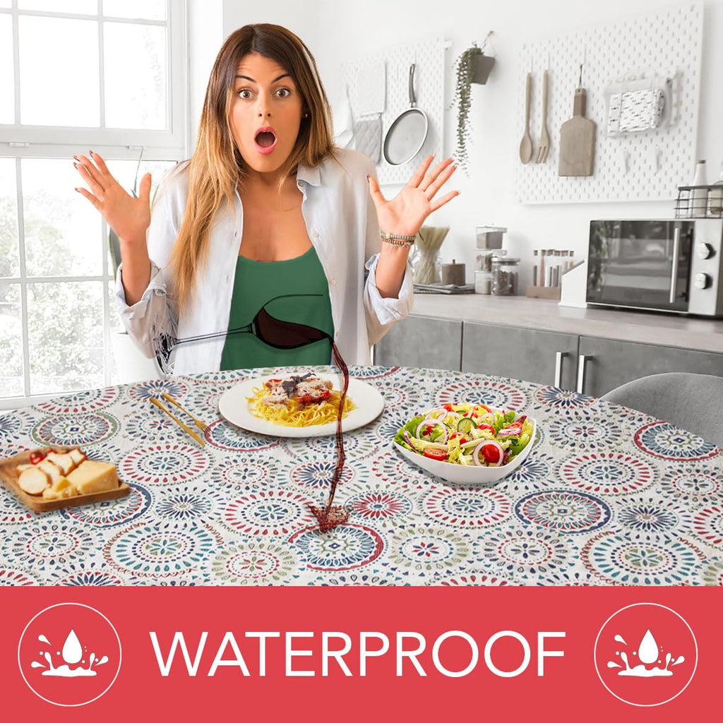 Round Tablecloth Flannel Backed Vinyl Medallion