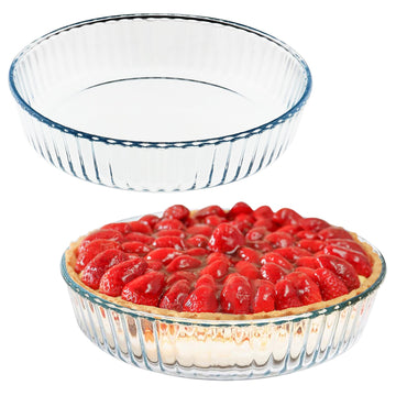 10 Inch Round Pie Plate Glass Pie Pan for Baking Deep Round Pie Plate Dish Great For Apple, Pumpkin, Holiday