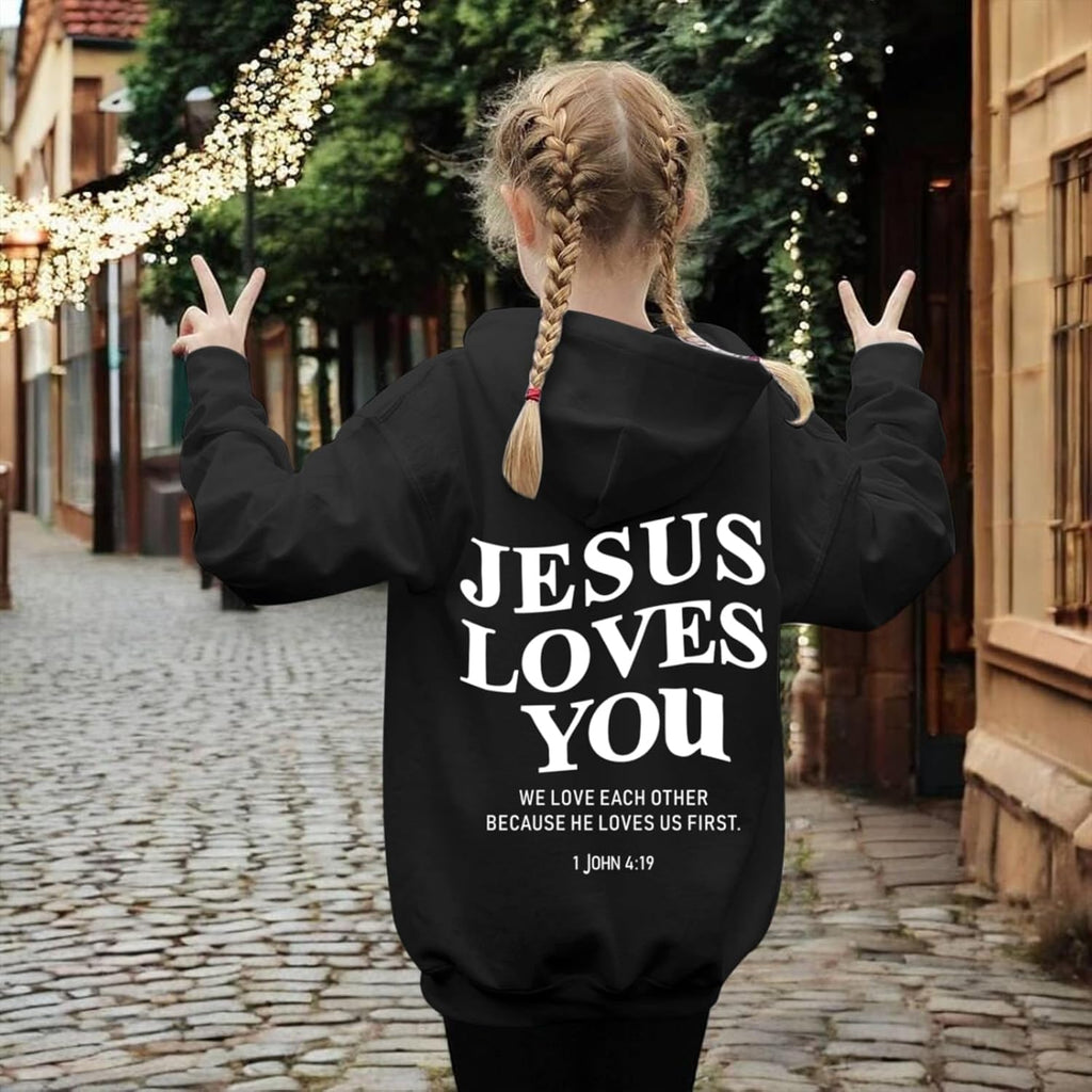 Jesus Loves You Jesus Is King Christian Hoodie for Girls God Bible Verse Religious Faith Sweatshirt Cute Graphic Top