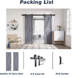 Gray Double 24x84 Inch Doors 48 barn Door with 8FT Barn Door Hardware Kit Included K Shape Natural S