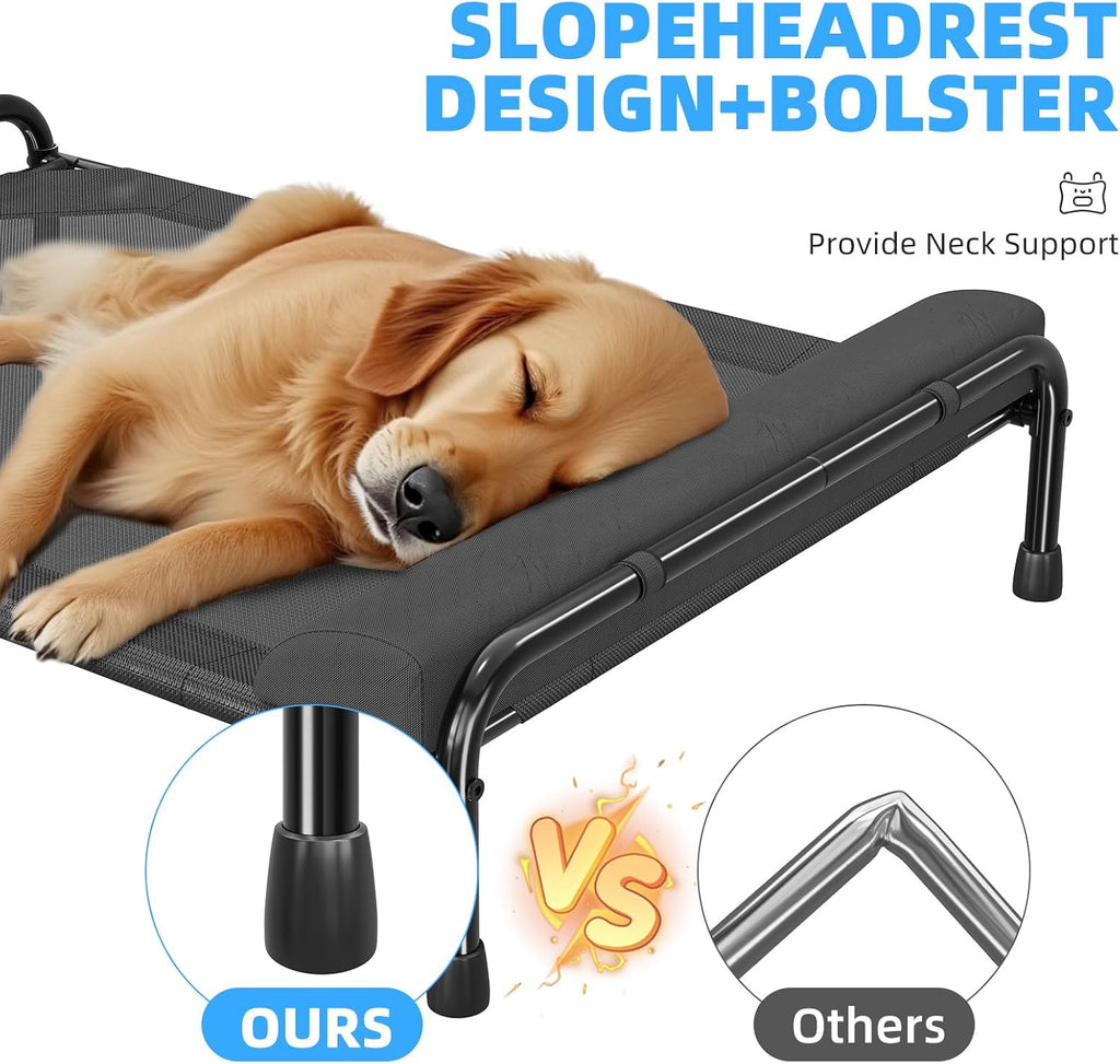 Elevated Dog Bed for Large Dogs, Cooling Raised Pet Cot with Bolster, Breathable Outdoor Couch Bed, 44.5" x 31"