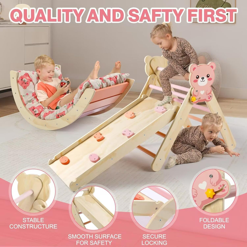 Triangle Set with Cushion, 7 in 1 Toddler Climbing Toys Indoor