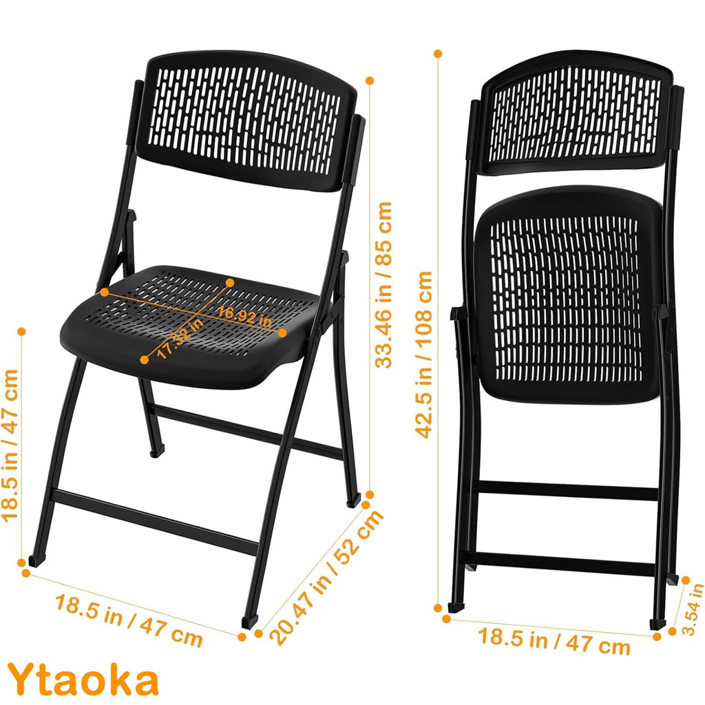 Folding Chair Black Foldable Chair with Breathable Mesh Seat and Sturdy Metal Frame for Indoor and Outdoor Party