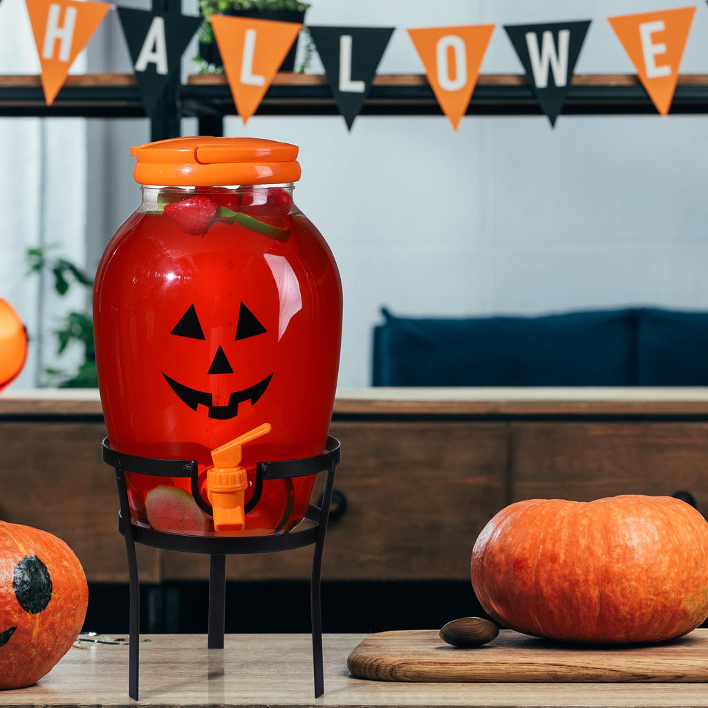 1 Gallon Halloween Drink Dispenser with Steel Stand and Lid, Grimace