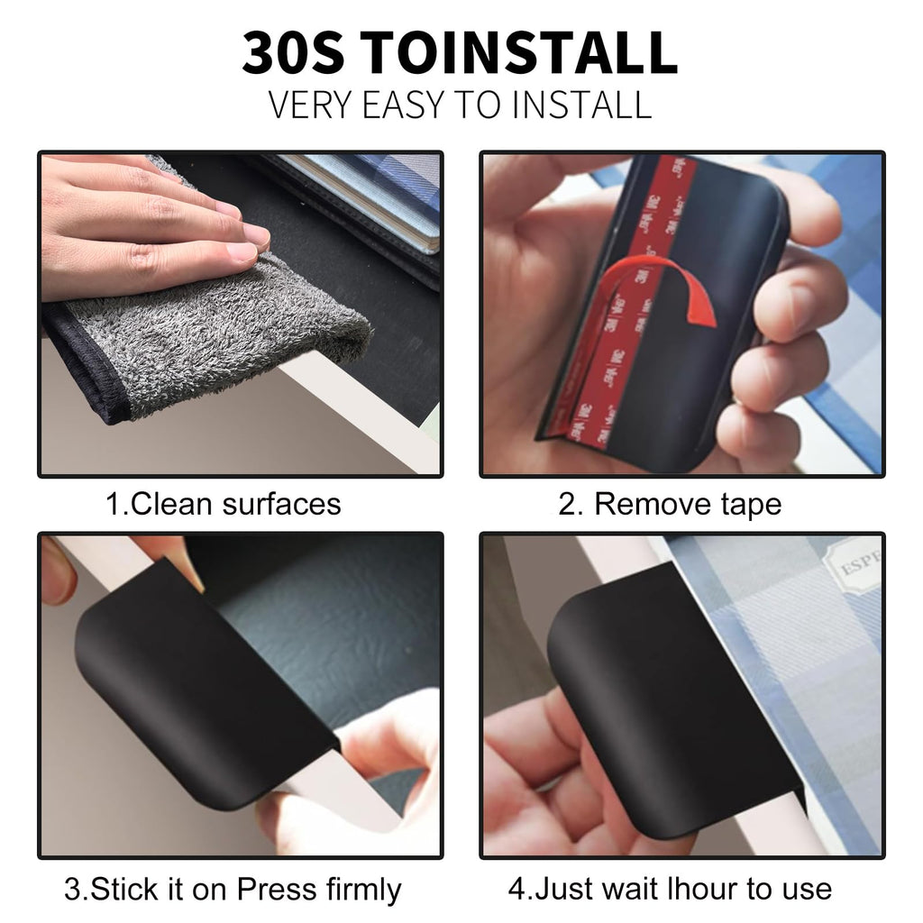 5 Pack Adhesive Edge Finger Pulls for Cabinets Black 3.15" Length