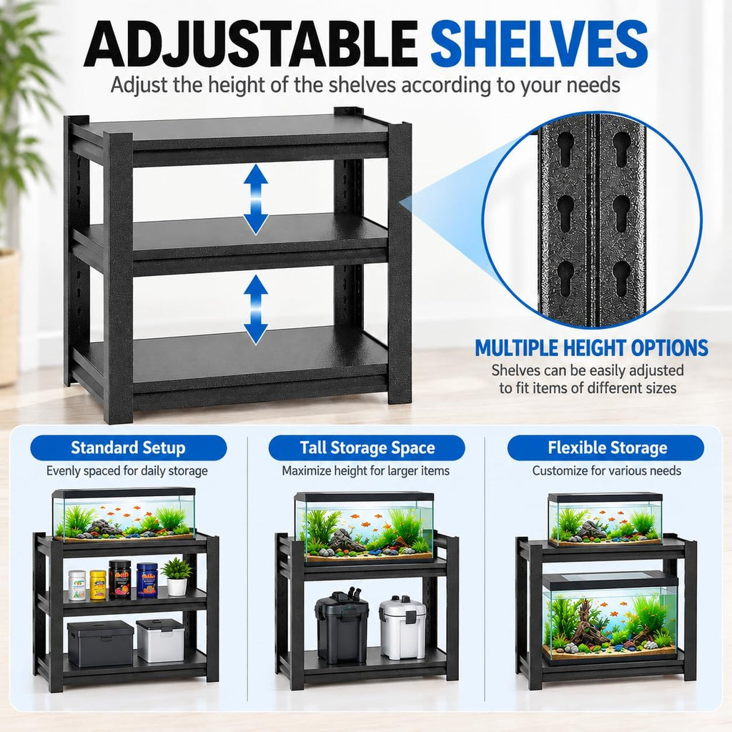 20-29 Gallon Aquarium Stand Metal Frame Fish Tank Stand with 2-Tier Storage Shelves, for 20 Gallon Long Aquarium, 34"