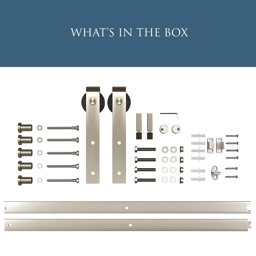 Classic Interior Barn Door Kit, 72", Satin Nickel