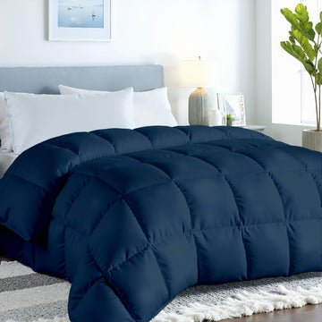 Microfiber Queen Comforter, Duvet Insert, 88x88 Inches, Navy