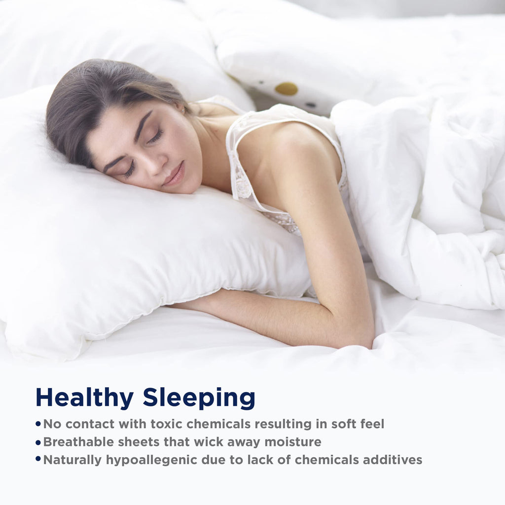 King Size Pillow Case Set of 2 100% Egyptian Cotton Cases Sateen White Cooling Cover - Perfect Hotels & Hospital Use