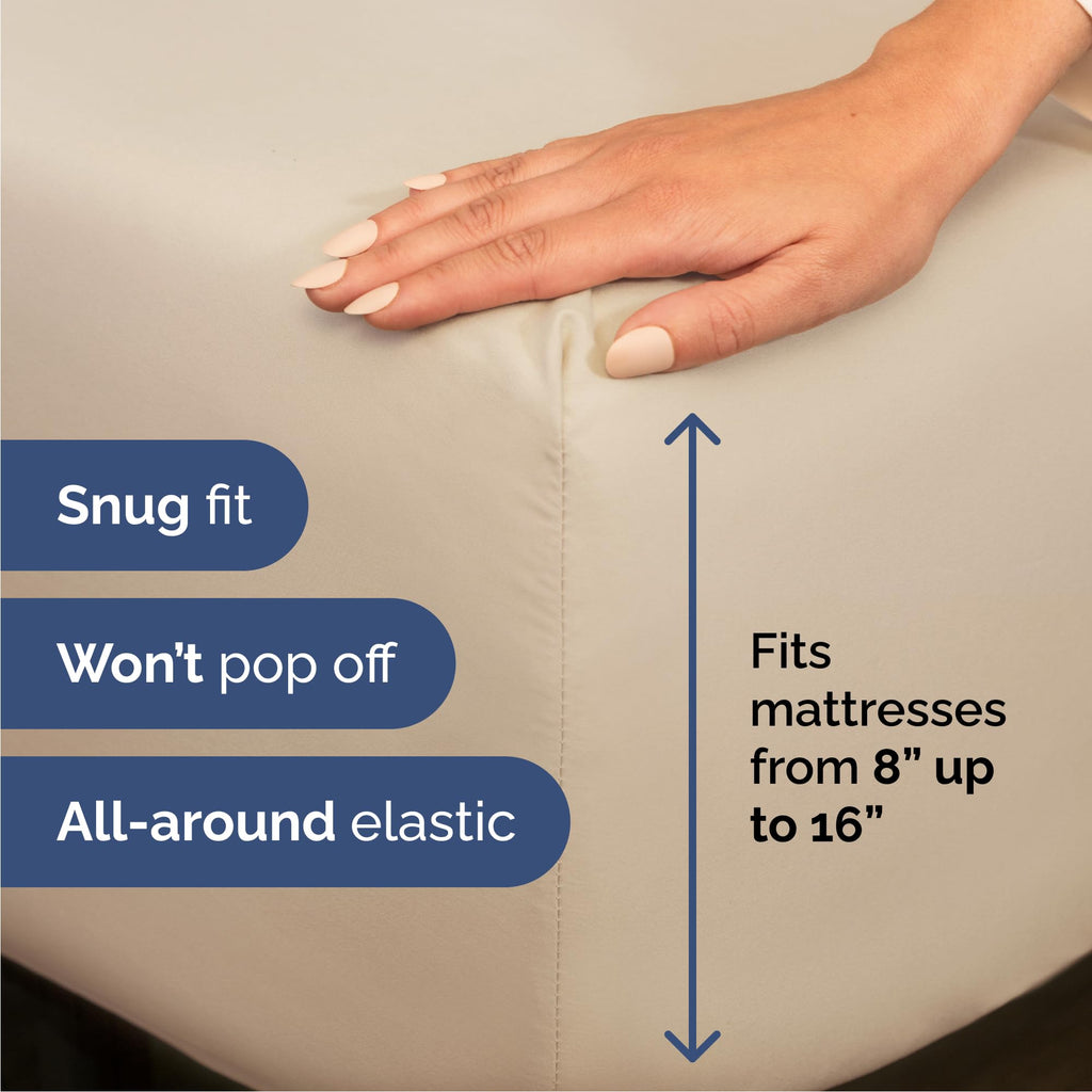Cal King Size 4 Piece Sheet Set - Comfy Breathable & Cooling Sheets - Wheat