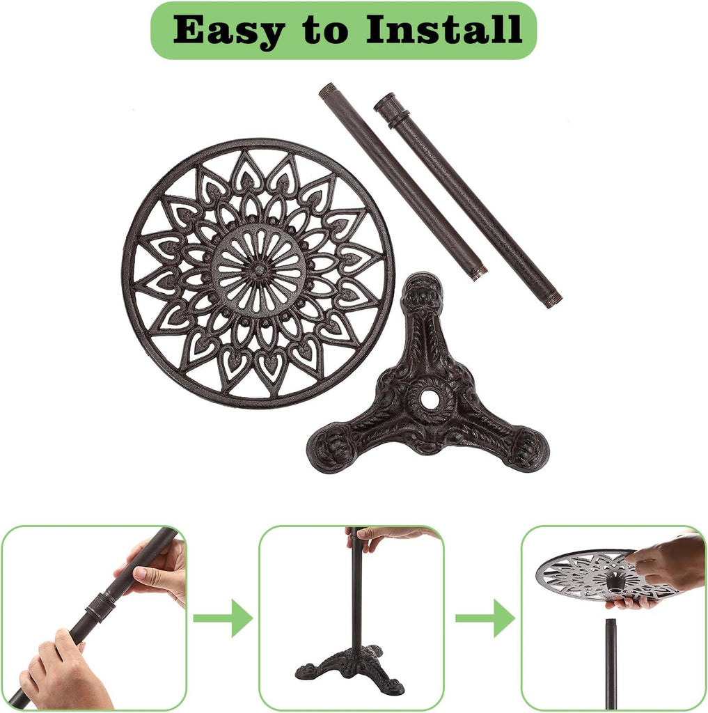 Cast Iron Tall Plant Stand Indoor Single Metal Plant Stand Heavy Duty | Outdoor Wrought Iron Plant Stand, Vintage