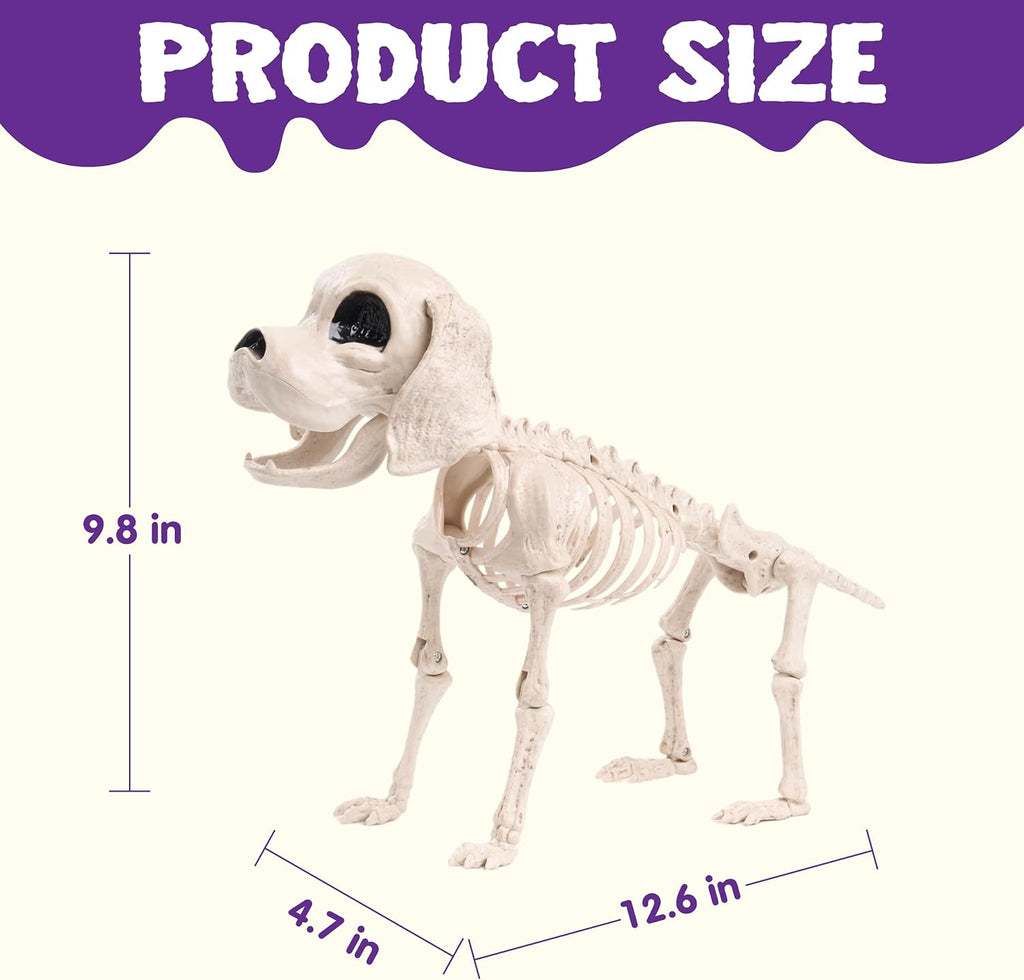Posable Halloween Dog Skeleton Full Body Posable Joints Realistic Skeleton Puppy with Movable Joints for Halloween
