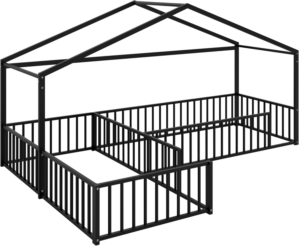 Double Montessori Floor Bed for 2, Black