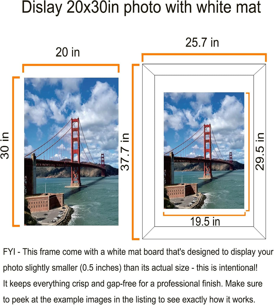 24x36 Poster Frame in Black Wood with Plexiglass 2 Pack