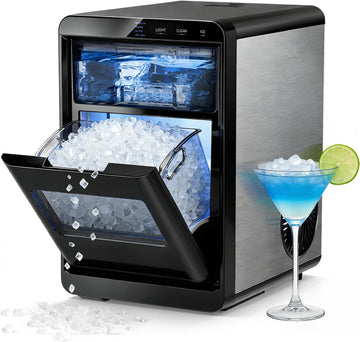 Nugget Ice Maker Countertop - 44LB/Day, Self-Cleaning Portable Ice Machine with LED Display, 10-15 Minute Fast Ice