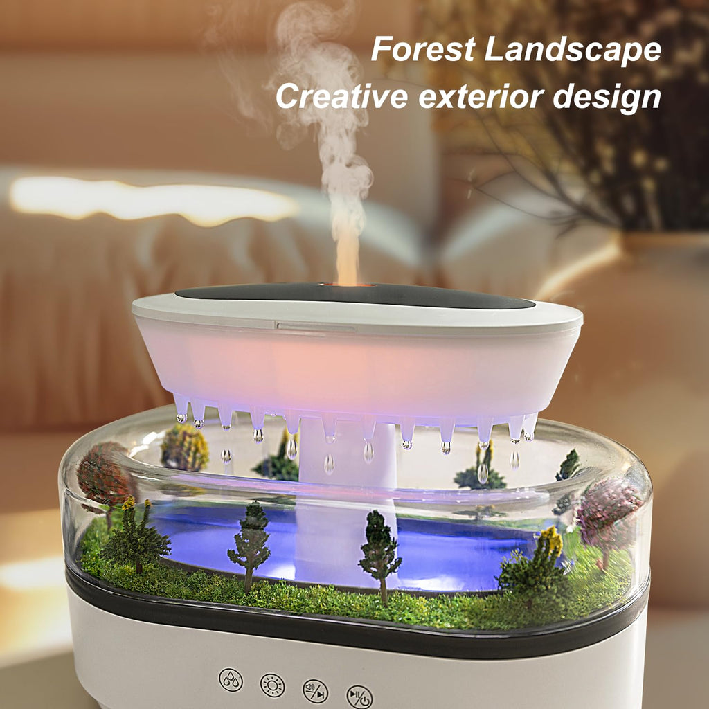 Rain Diffuser Essential Oil Diffuser, Cloud Humidifier Rain Water Drip Humidifier with Drip Music Micro