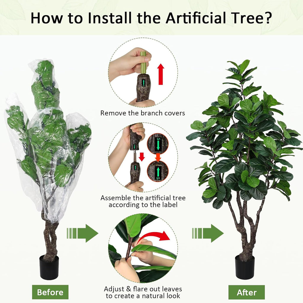 7FT Artificial Fiddle Leaf Fig Tree Decor, Faux Plants Indoor