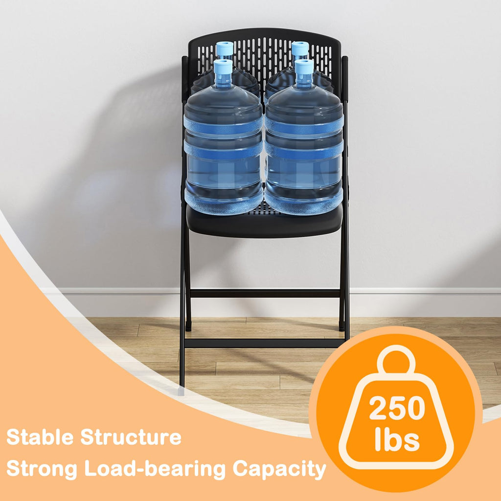 Folding Chair Black Foldable Chair with Breathable Mesh Seat and Sturdy Metal Frame for Indoor and Outdoor Party