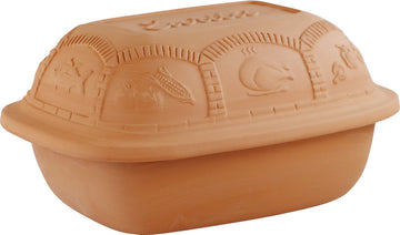Eurita Clay Roaster, 4 Quart, 3.78 Litres, Non-Stick Earthenware, Toxin-Free, Healthy Clay Pot Cooking, Versatile