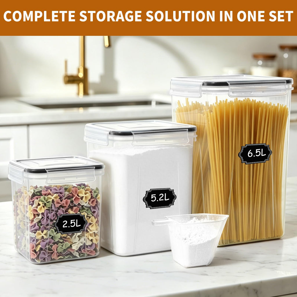 Flour Sugar Storage Containers, 10 Pack Large Airtight Food Storage Containers with Lids Pantry Organization