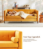 Dreamsir 78'' W Velvet Sofa, Mid-Century Love Seats Sofa Furniture with Bolster Pillows