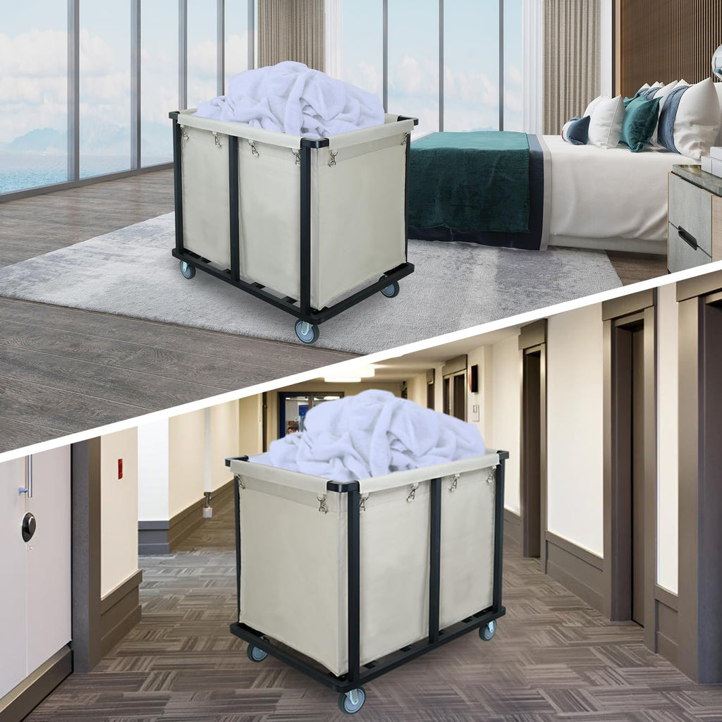 Commercial Laundry Cart with Wheels,400L Beige